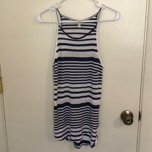{Nitrogen} Blue and white striped tank top